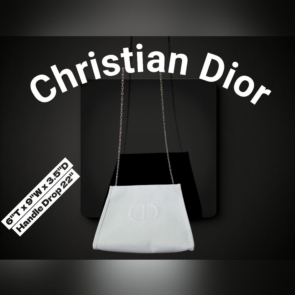 Dior Classic Dove Gray Shoulder Bag W/Silver Chain And Tasle Keychain